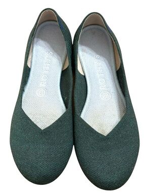 Rothy's Merino Wool Round Toe Ballet Flats Dark Ivy Green Knit Slip-On 8 Knit